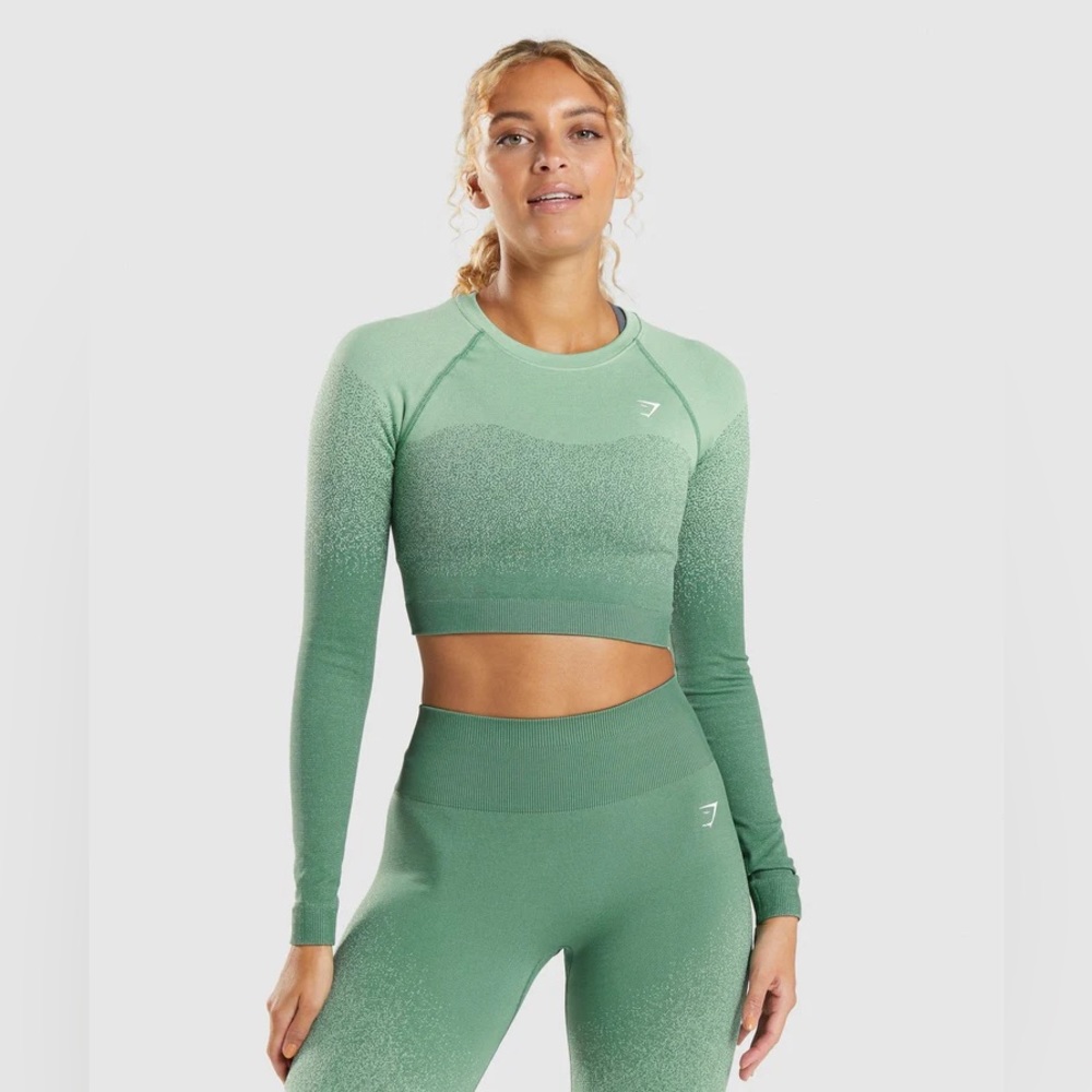 GYMSHARK Adapt Ombre Seamless Long Sleeve Crop Top